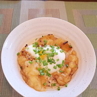 鶏むね肉で！とり天丼 温泉卵添え